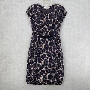 Boden Sheath Dress Womens 8R Leopard‎ Animal Silk Viscose Blend Knee Length